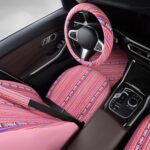 CAR PASS 9PC Pink Boho Seat Covers Set with Floor Mats Universal Fit - Image 6