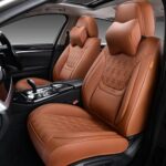 TINRAIYANG Leather Car Seat Covers Full Set Brown Universal Fit - Image 8