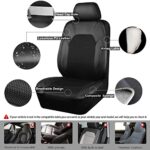 CAR PASS Black Leather Seat Covers Floor Mats Steering Wheel Set - Image 3
