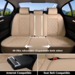 Luxury Faux Leather Car Seat Covers Full Set Waterproof Beige - Image 3