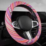 CAR PASS 9PC Pink Boho Seat Covers Set with Floor Mats Universal Fit - Image 7