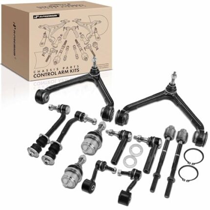 A-Premium Set of 12, Front Upper Control Arm, Lower Ball Joint, Inner Outer Tie Rod End, Front & Rear Sway Bar Link, Compatible with Dodge Durango 2004-2009, Chrysler Aspen 2007-2009