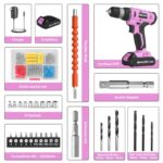 FADAKWALT 20V Cordless Drill Set Pink 30Nm Torque LED Battery Kit - Image 2