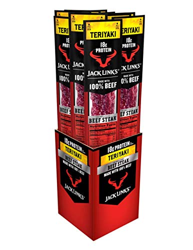 Jack Link's Beef Steak, Teriyaki - Protein Snacks, Meat Snack with 18g of Protein, Made with 100% Beef, Individually Wrapped Bulk Snack Pack, Keto Friendly - 2 Oz. (12 Count)
