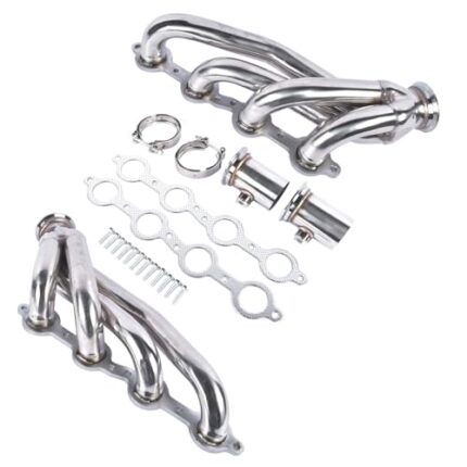2Pcs LS Swap Shorty Headers Stainless Steel Silver Replacement for Chevy GMC C10 LS 1960-1986 LS1 LS2 LS3 LS6 LS9 4.8L 5.3L 5.7L 6.0L 6.2L V8