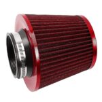 muge racing 3-inch Cold Air Intake Filter 76mm, High Performance Clamp-On Engine Intake Air Filter, Washable Reusable & Universal Round Tapered Replacement Air Filter, Red