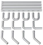 A-KARCK Stainless Steel Mandrel Bends 16 Pcs, 2.25 Inches 304 Stainless Steel DIY Custom Exhaust Tubing Pipe Straight & U-Bend Kit, Universal Fit