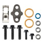 WUCDF AUTO Turbocharger Mounting Kit With Gaskets O-Rings And Bolts 3C3Z9T514AG 3C3Z9T514AD Fits For 2002-2010 International Trucks For 6.0L Powerstroke V8 Diesel Replaces#904-234,1840053C96