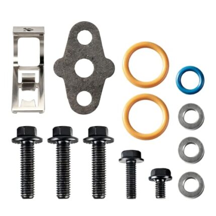 WUCDF AUTO Turbocharger Mounting Kit With Gaskets O-Rings And Bolts 3C3Z9T514AG 3C3Z9T514AD Fits For 2002-2010 International Trucks For 6.0L Powerstroke V8 Diesel Replaces#904-234,1840053C96