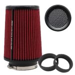 RIAYOOE 3 3.5 4 inch Cold Air Intake Filter 76mm 89mm 101mm Performance Cone Air Filters Universal for Racing Sport Car 3 Sizes in 1, B-4in-Red (XH-UN078-101-RD)
