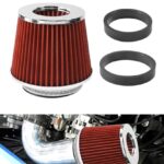 UNLRAE Cold Air Intake Filter,Car Accessories Intake Filter,Automotive Replacement Air Filters,76 89 102MM Performance Round Tapered Cone Filters,Suitable for Most Cars,Trucks,Motorcycles,etc (Red)