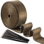 2" x 50" Exhaust Wrap,Titanium Exhaust Heat Wrap,Fiberglass Exhaust Header Wrap Roll with 15 Stainless Steel Ties,High Temp Heat Shield Tape for Motorcycle Car Truck Exhaust Pipes